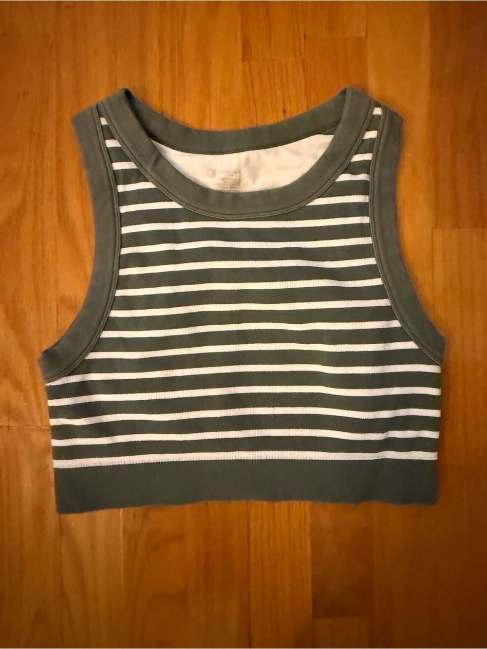 aerie Green & White Striped Cropped Tank